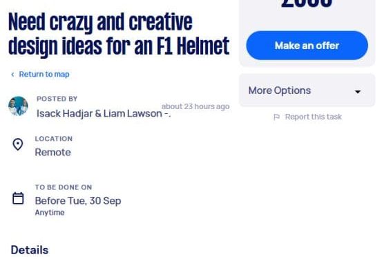 VCARB F1 drivers Hadjar and Lawson turn to Airtasker for bold helmet designs