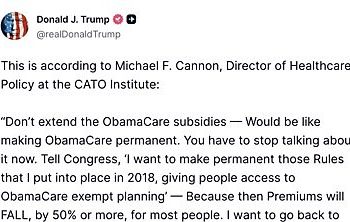 Trump Promotes Regulatory Relief—Not Subsidies—as the Solution to Obamacare
