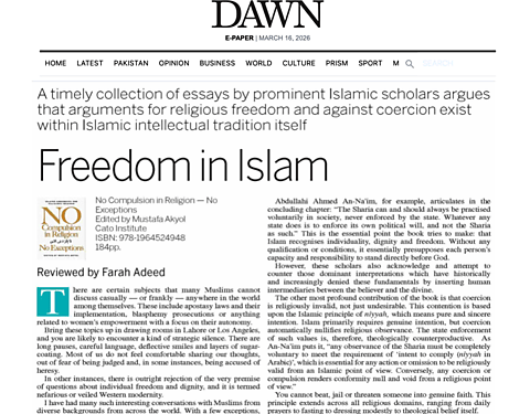 Pakistan’s Daily Dawn Newspaper Reviews No Compulsion in Religion